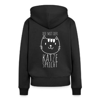 Die Mit Der Katze Spricht Katze Kätzchen Kater Fel - Frauen Premium Bio Hoodie - Schwarz - Hinten - Julia (174cm)