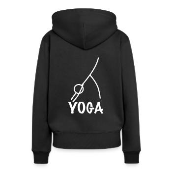 Exercice de yoga - Sweat à capuche Premium bio Femme - noir - Dos - Julia (174cm)