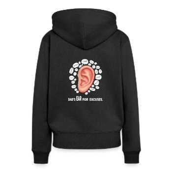 Vaters Ohr für Ausreden. - Frauen Premium Bio Hoodie - Schwarz - Hinten - Julia (174cm)