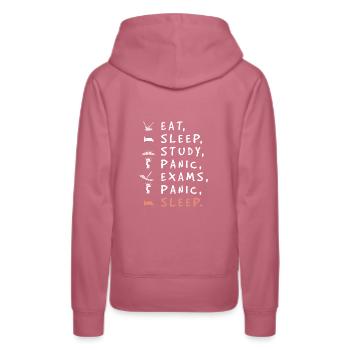 University student - Women’s Premium Organic Hoodie - mauve - Back - Isabella (175cm)