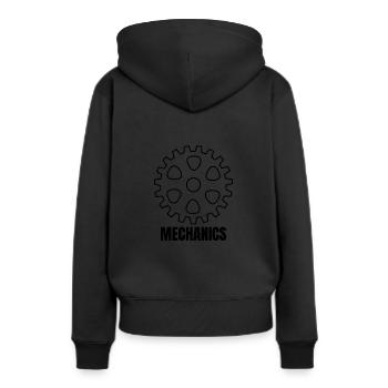 Zahnrad - Frauen Premium Bio Hoodie - Schwarz - Hinten - Julia (174cm)