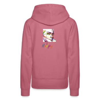 Sois heureux - Sweat à capuche Premium bio Femme - mauve - Dos - Isabella (175cm)