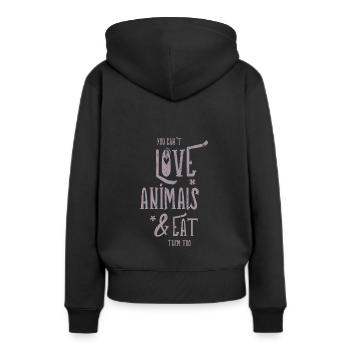 Vegan Veganer Vegetarier Tiere Sprüche Geschenk - Frauen Premium Bio Hoodie - Schwarz - Hinten - Julia (174cm)