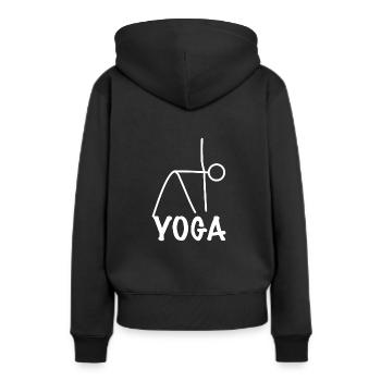 Exercice de yoga - Sweat à capuche Premium bio Femme - noir - Dos - Julia (174cm)