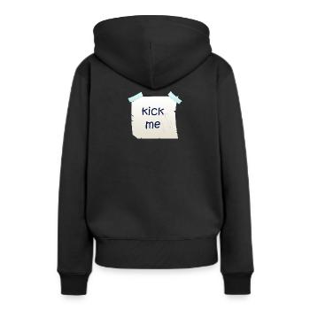 kick me - Women’s Premium Organic Hoodie - black - Back - Julia (174cm)