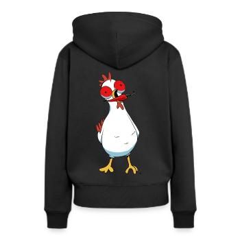 Peperoni Chili Huhn Heiß Geflügel Federvieh scharf - Frauen Premium Bio Hoodie - Schwarz - Hinten - Julia (174cm)