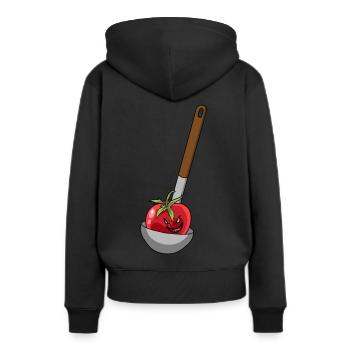 Louche à soupe tomate cook - Sweat à capuche Premium bio Femme - noir - Dos - Julia (174cm)