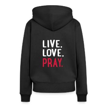 prier - Sweat à capuche Premium bio Femme - noir - Dos - Julia (174cm)