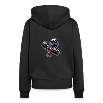 Crâne de musculation No Limit Workout avec haltère - Sweat à capuche Premium bio Femme - noir - Dos - Julia (174cm)
