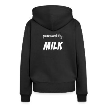 Powered by Milk - Black&White - Frauen Premium Bio Hoodie - Schwarz - Hinten - Julia (174cm)