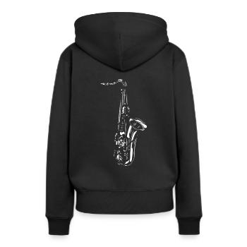 Retro Vintage Trompete Geschenkidee Trompeten Spie - Frauen Premium Bio Hoodie - Schwarz - Hinten - Julia (174cm)