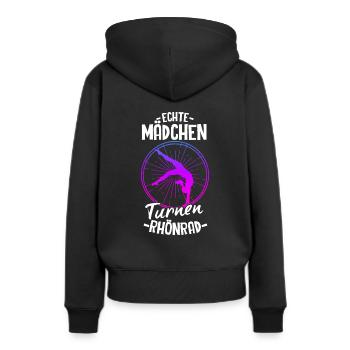 Echte Mädchen Turnen Rhönrad Gymnsatik Sport Turnf - Frauen Premium Bio Hoodie - Schwarz - Hinten - Julia (174cm)