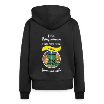 Prinzessinnen tragen Gummistiefel! - Frauen Premium Bio Hoodie - Schwarz - Hinten - Julia (174cm)