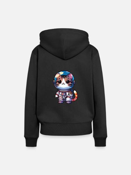 Astronautenkatze - Frauen Premium Bio Hoodie - Schwarz