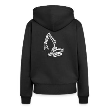 Bagger Abrissbagger Greifer Zange weiß - Frauen Premium Bio Hoodie - Schwarz - Hinten - Julia (174cm)