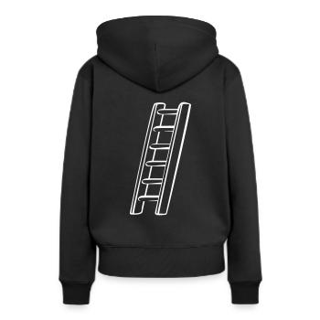 Leiter - Frauen Premium Bio Hoodie - Schwarz - Hinten - Julia (174cm)