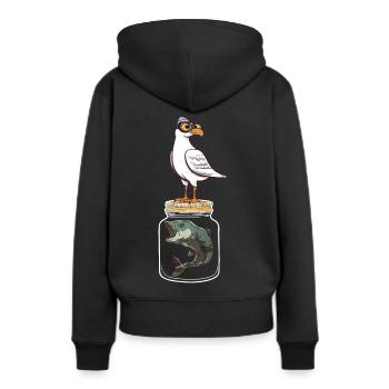 Mouette Mouettes Poisson Poisson Mouette Maritime - Sweat à capuche Premium bio Femme - noir - Dos - Julia (174cm)