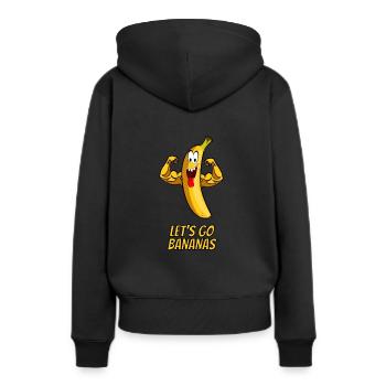 Allons bananes - banane party muscles jaunes - Sweat à capuche Premium bio Femme - noir - Dos - Julia (174cm)