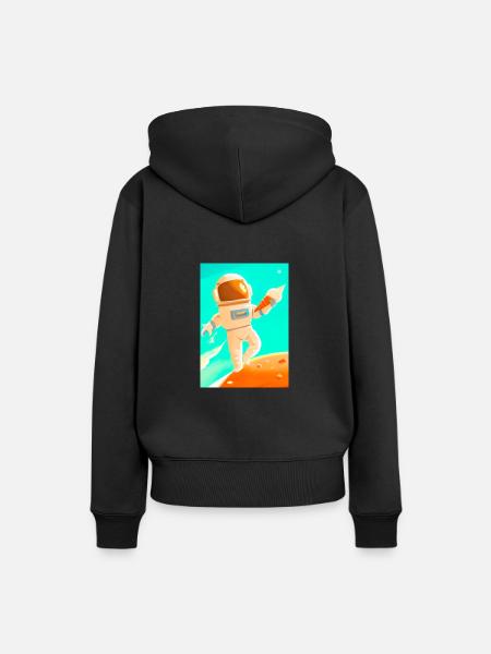 Astronaut mit Eiscreme - Frauen Premium Bio Hoodie - Schwarz