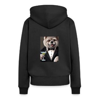 Chow Chow Anzug Martini - Frauen Premium Bio Hoodie - Schwarz - Hinten - Julia (174cm)