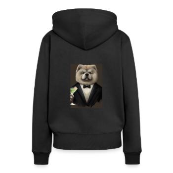Chow Chow Anzug Martini - Frauen Premium Bio Hoodie - Schwarz - Hinten - Julia (174cm)
