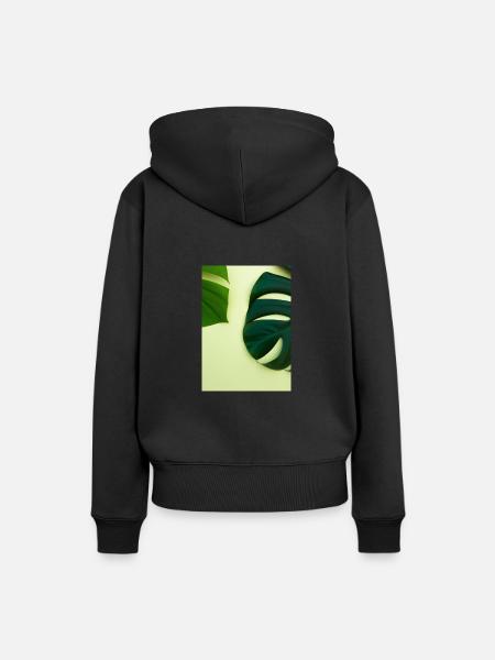 Monstera-Blätter - Frauen Premium Bio Hoodie - Schwarz