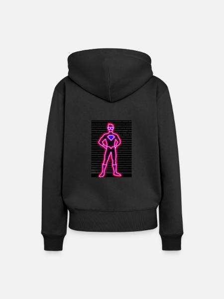 Superhelden Neon - Frauen Premium Bio Hoodie - Schwarz