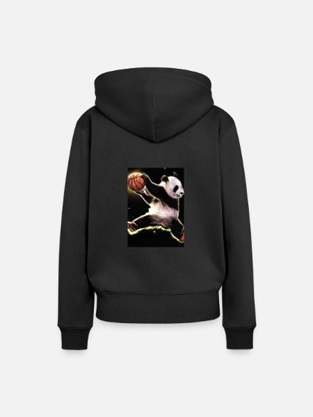 Basketball Dunk Panda - Frauen Premium Bio Hoodie - Schwarz