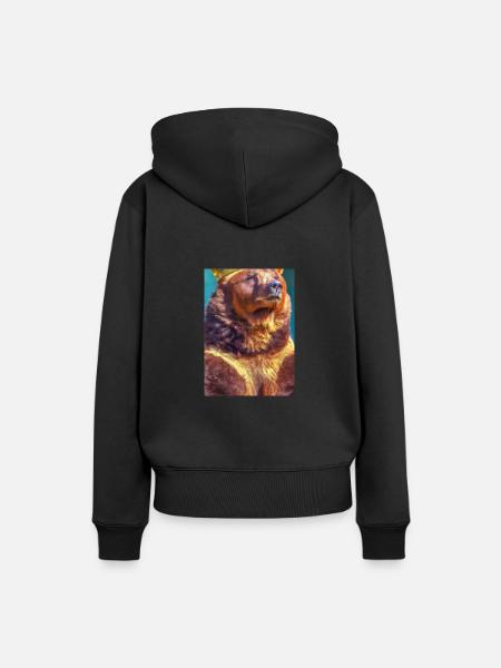 Bär mit Krone - Frauen Premium Bio Hoodie - Schwarz