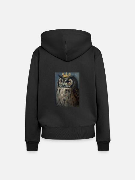 Eule mit Krone - Frauen Premium Bio Hoodie - Schwarz