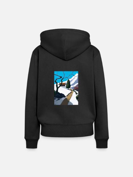 Pfad zu einem Berg - Frauen Premium Bio Hoodie - Schwarz