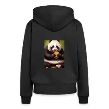 Panda isst Fast Food - Frauen Premium Bio Hoodie - Schwarz - Hinten - Julia (174cm)