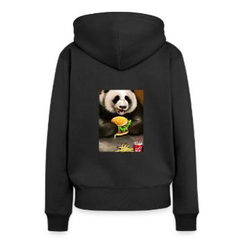 Panda isst Fast Food - Frauen Premium Bio Hoodie - Schwarz - Hinten - Julia (174cm)