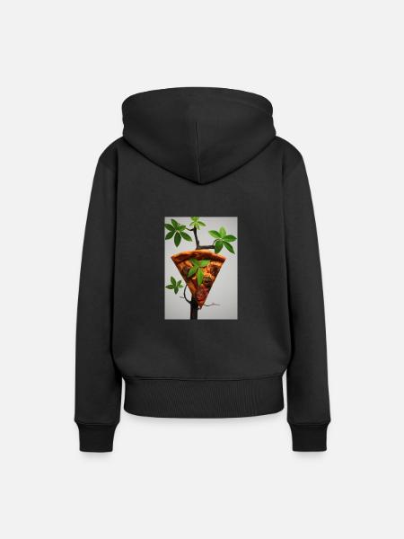 Wachsende Pizza - Frauen Premium Bio Hoodie - Schwarz