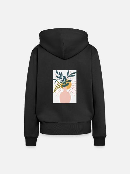 Florale Blumenformen - Frauen Premium Bio Hoodie - Schwarz
