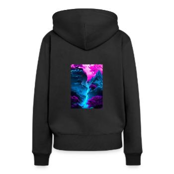 Mystischer Wasserfall - Frauen Premium Bio Hoodie - Schwarz - Hinten - Julia (174cm)