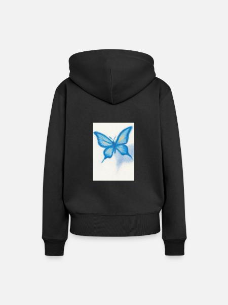 Blauer Schmetterling - Frauen Premium Bio Hoodie - Schwarz