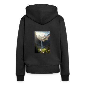 Wasserfall in der Natur - Frauen Premium Bio Hoodie - Schwarz - Hinten - Julia (174cm)
