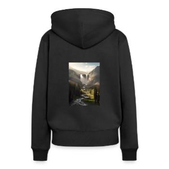 Wasserfall in der Natur - Frauen Premium Bio Hoodie - Schwarz - Hinten - Julia (174cm)