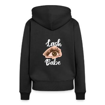 Wimpern-Babe - Frauen Premium Bio Hoodie - Schwarz - Hinten - Julia (174cm)