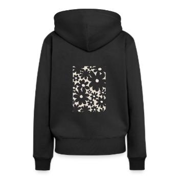 Schwarze Blumen-Muster - Frauen Premium Bio Hoodie - Schwarz - Hinten - Julia (174cm)