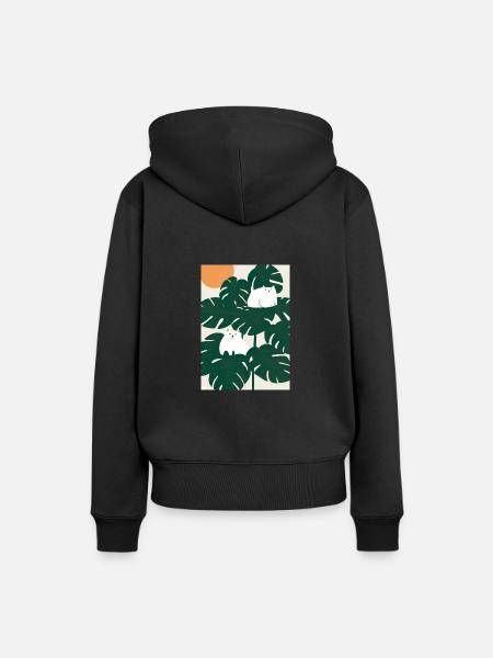 Katzen auf Leafs - Frauen Premium Bio Hoodie - Schwarz