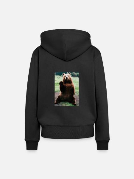 Niedlicher Hallo-Bär - Frauen Premium Bio Hoodie - Schwarz