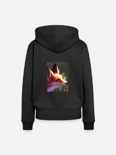 Niedliche Fuchs-Malerei - Frauen Premium Bio Hoodie - Schwarz