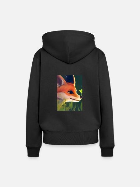 Niedliche Fuchs-Malerei - Frauen Premium Bio Hoodie - Schwarz