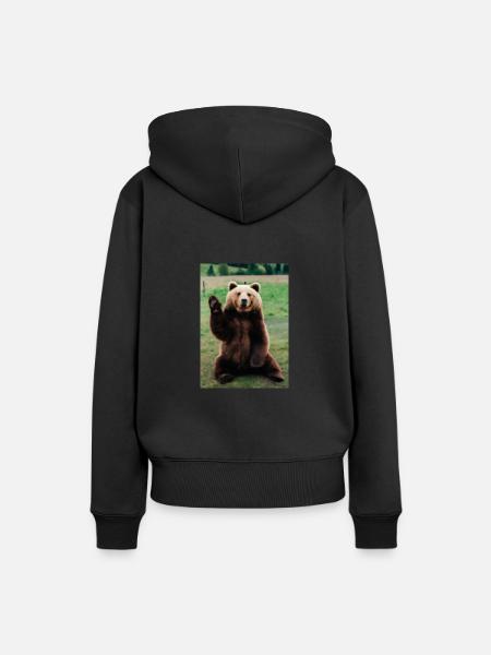 Niedlicher Hallo-Bär - Frauen Premium Bio Hoodie - Schwarz