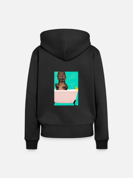 Dinosaurier badet - Frauen Premium Bio Hoodie - Schwarz