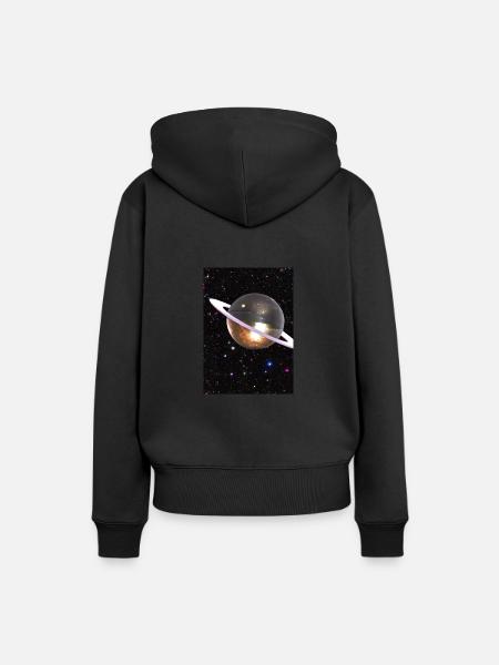 Funky Planet - Frauen Premium Bio Hoodie - Schwarz