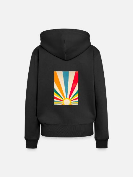 Minimalistische Sonne - Frauen Premium Bio Hoodie - Schwarz
