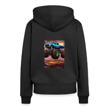 Monstertruck in der Arena - Frauen Premium Bio Hoodie - Schwarz - Hinten - Julia (174cm)